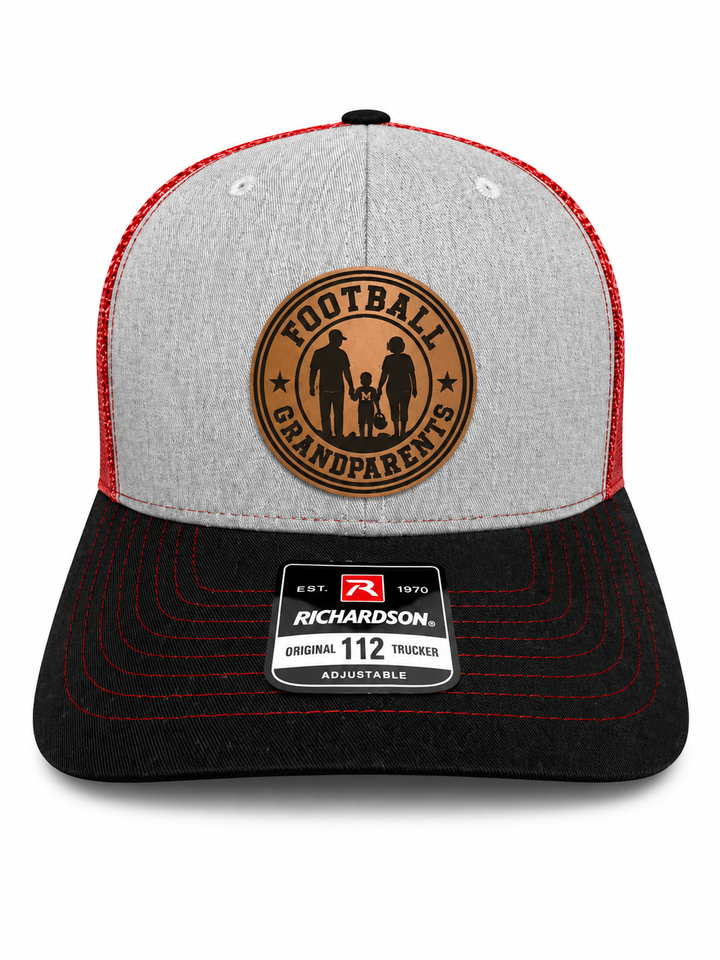 Football Grandparents Round Leather Patch Hat