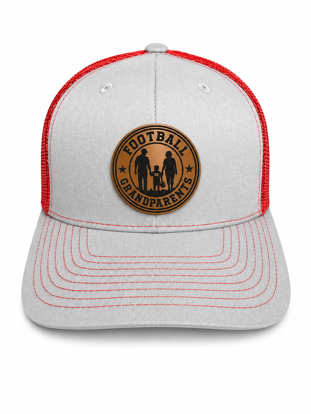 Football Grandparents Round Leather Patch Hat