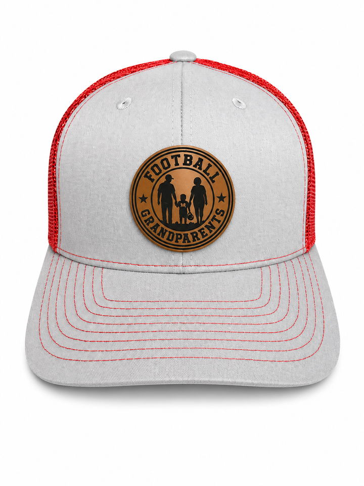 Football Grandparents Round Leather Patch Hat