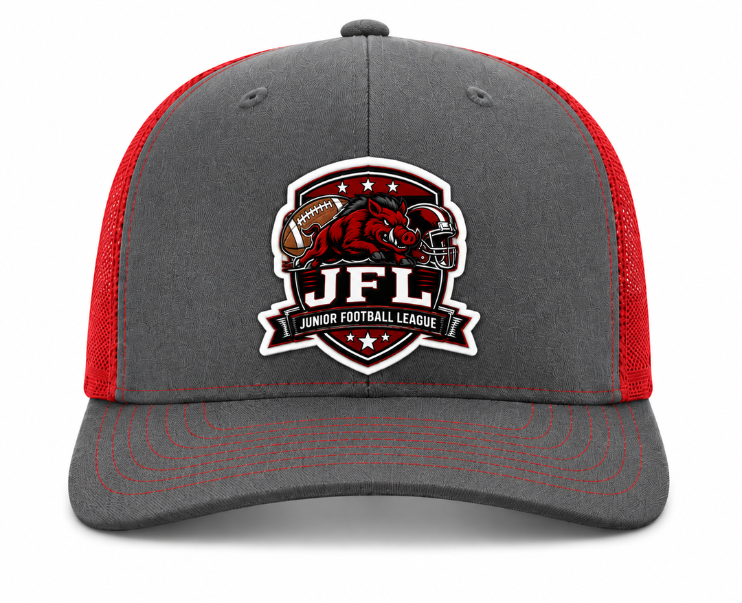 Morton Hogs JFL Hat – Charcoal/Red Trucker