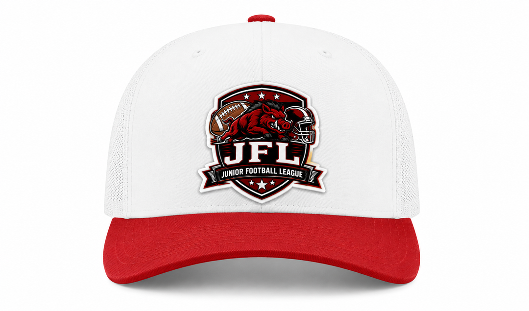 Morton Hogs JFL Hat – White/Red Trucker