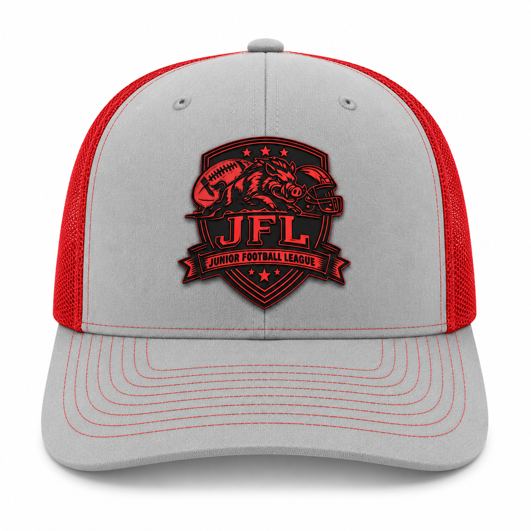 Morton Hogs JFL Hat - Gray/Red mesh with black brim