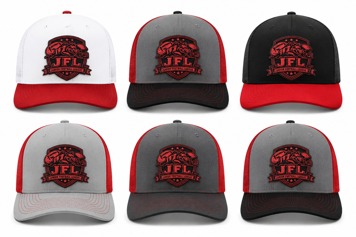Morton Hogs JFL Hat White Red Leather Patch Performance