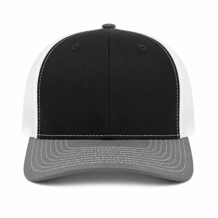 Richardson 112 Trucker Hat - Black/White/Heather Grey