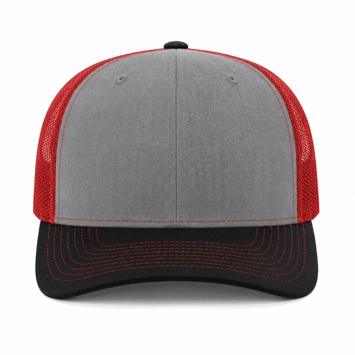 Richardson 112 Trucker Hat - Heather Grey/Red/Black