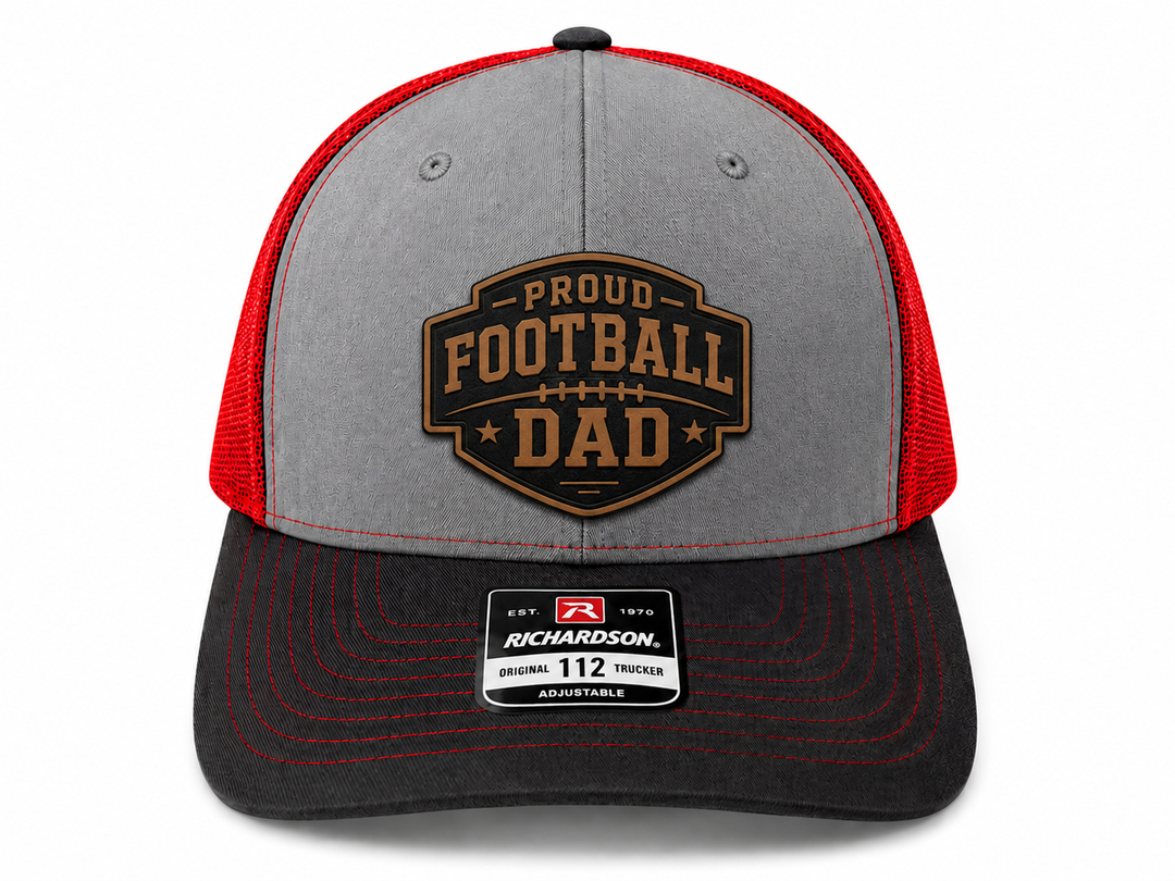 Proud Football Dad Leather Patch Hat
