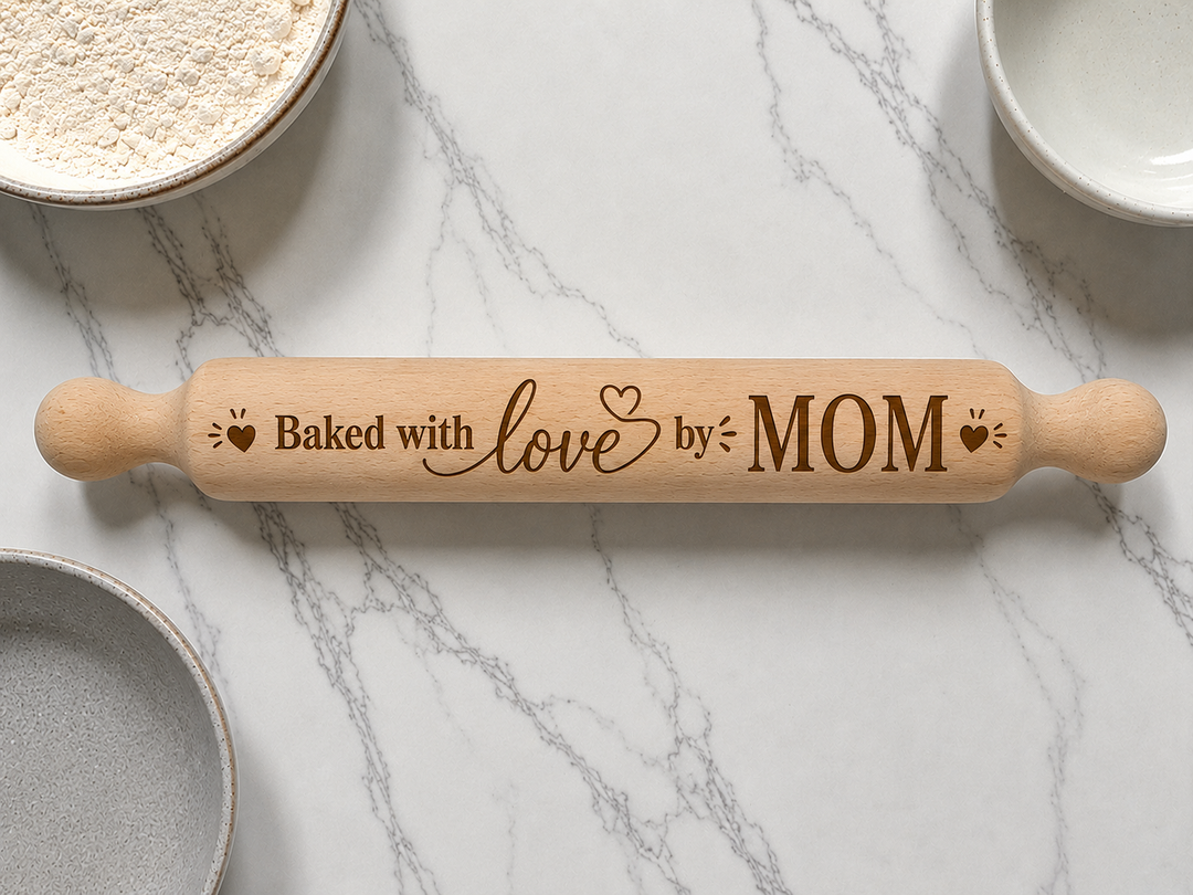 Personalized Engraved Rolling Pin – Custom Name &amp; Design Gift