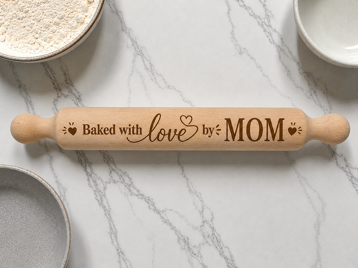 Personalized Engraved Rolling Pin – Custom Name &amp; Design Gift
