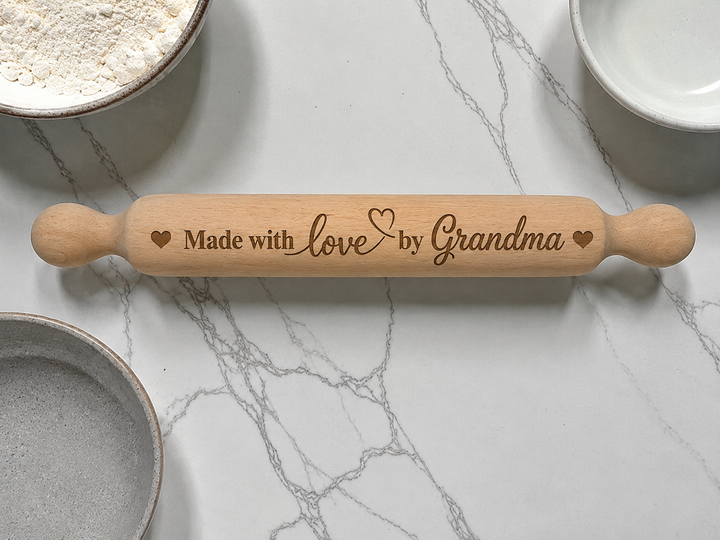 Personalized Engraved Rolling Pin – Custom Name &amp; Design Gift