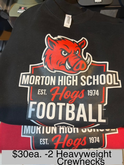 Morton Football Hogs - Medium Heavyweight Crewneck $30