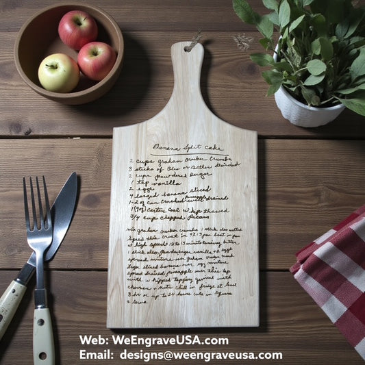 Handwritten recipes converted to custom engraving (Solid Wood)