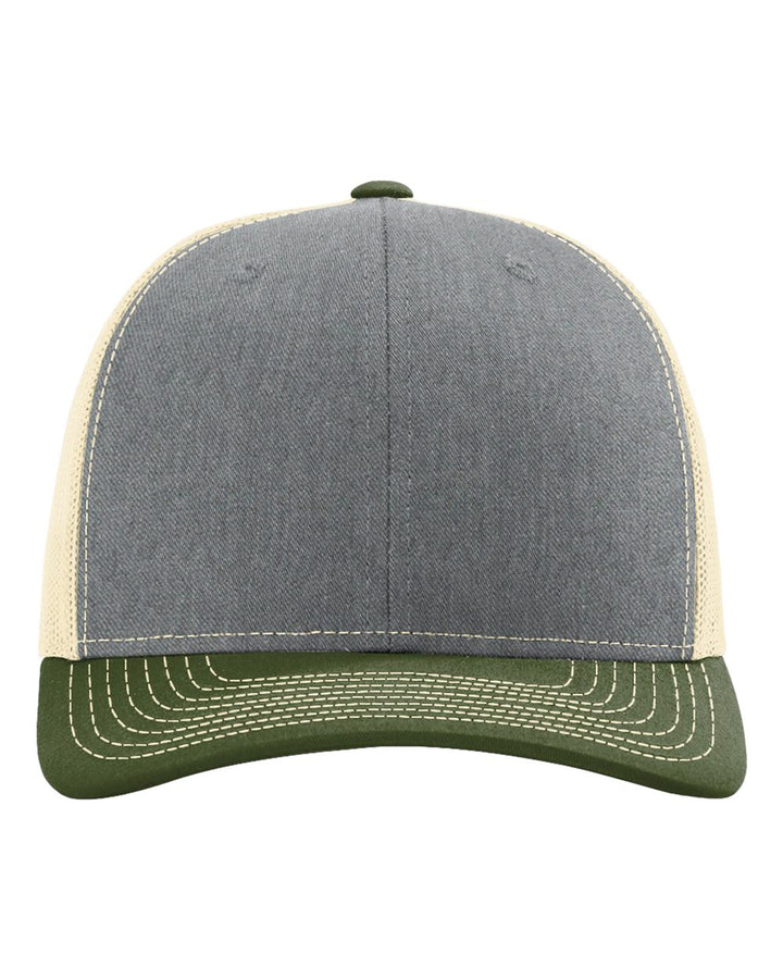 Richardson 112 Trucker Hat - Heather Grey/Birch/Army Olive