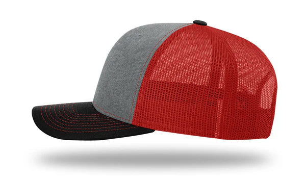 Richardson 112 Trucker Hat - Heather Grey/Red/Black
