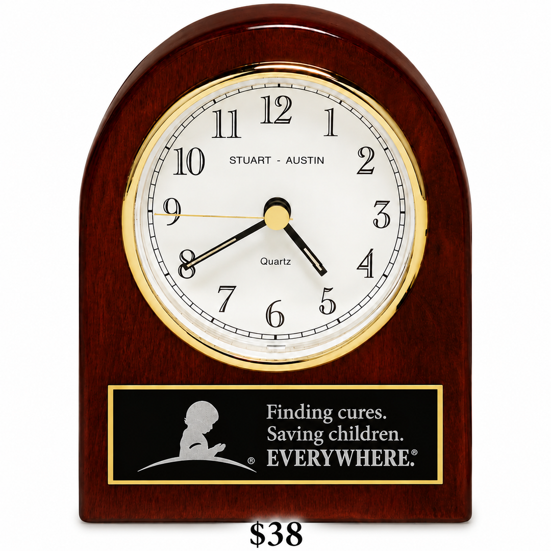 Rosewood Piano Finish Desk Clock – 4¼″ x 3½″
