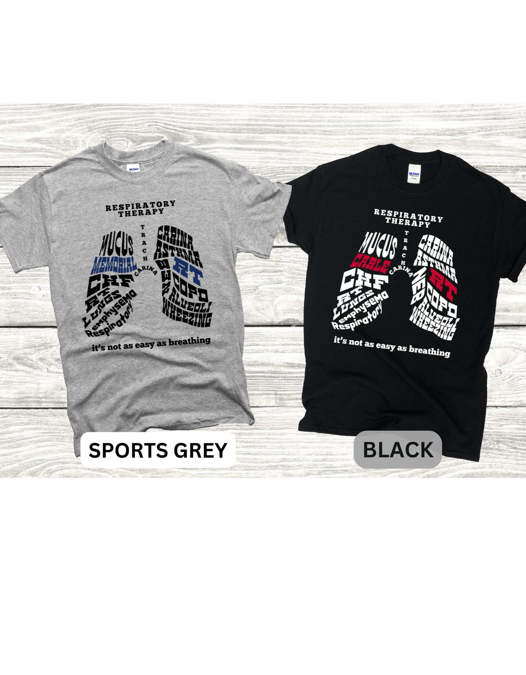 Respiratory Therapy Gildan T-shirt of Lung Word Collage