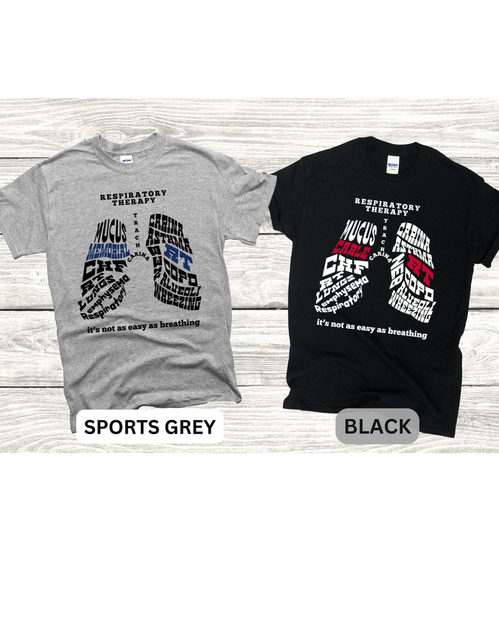 Respiratory Therapy Gildan T-shirt of Lung Word Collage
