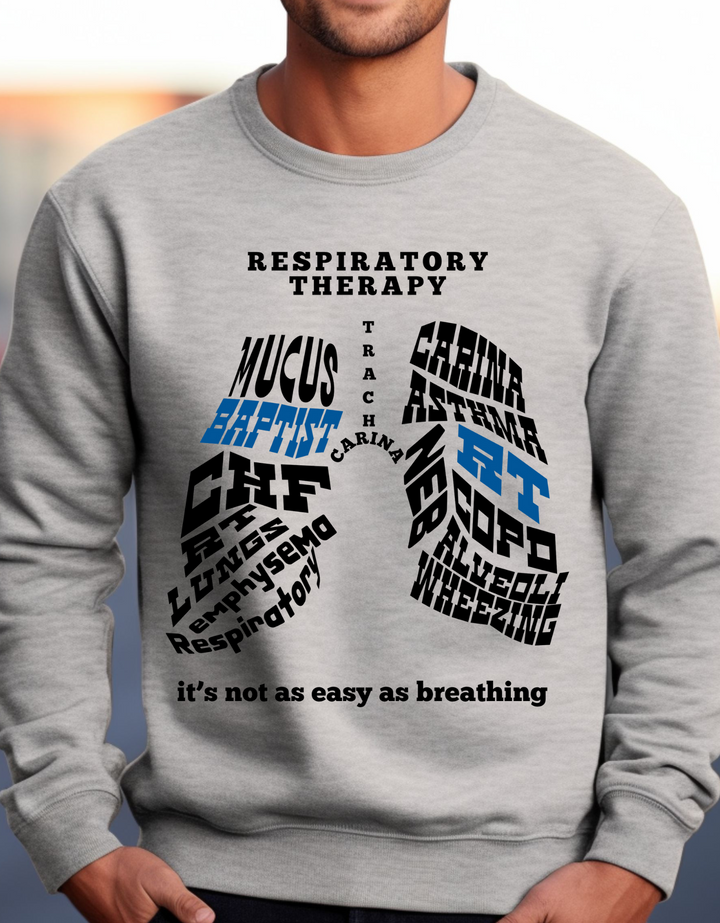 Respiratory Therapy Crewneck sweater of Lung Word Collage