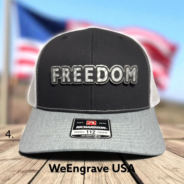 Custom FREEDOM HATS | Richardson 112 with Engraved Leatherette Patch
