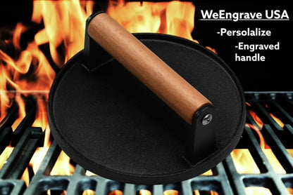 Smash Burgers Round Cast Iron Burger, Bacon and steak press