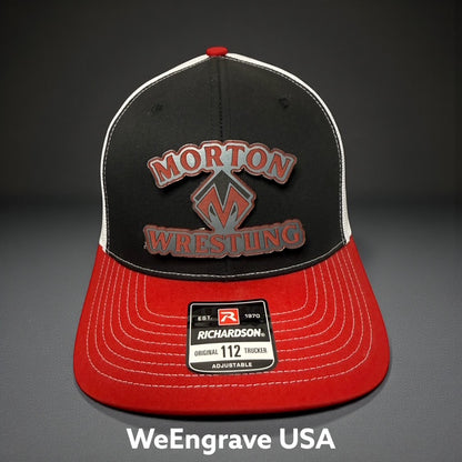 Morton Wrestling - Tri-color hat with Custom Name hat patch