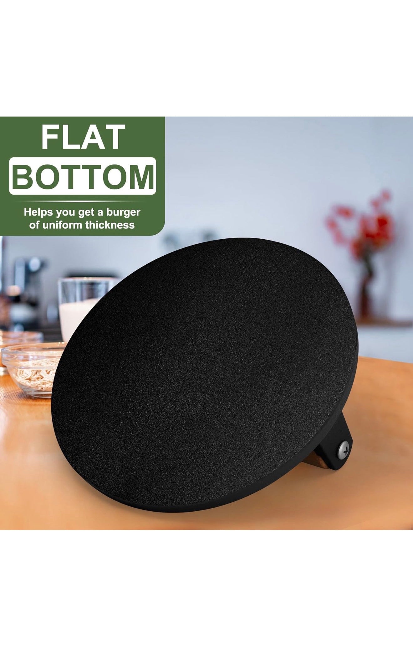 Smash Burgers Round Cast Iron Burger, Bacon and steak press