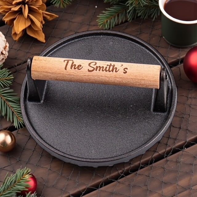 Smash Burgers Cast Iron PERSONALIZED / 1 - Round Burger Press