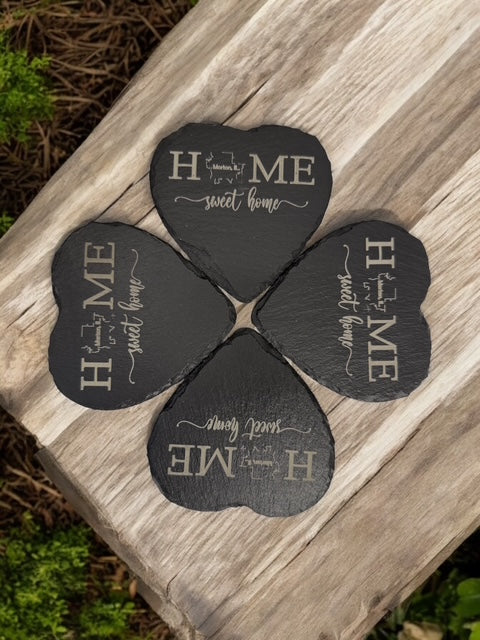 Black Slate Coasters Morton, IL. Home Sweet Home
