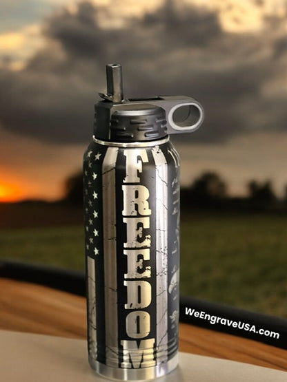 Polar Camel 32oz flip up straw FULL-WRAP of "FREEDOM" "We the People"