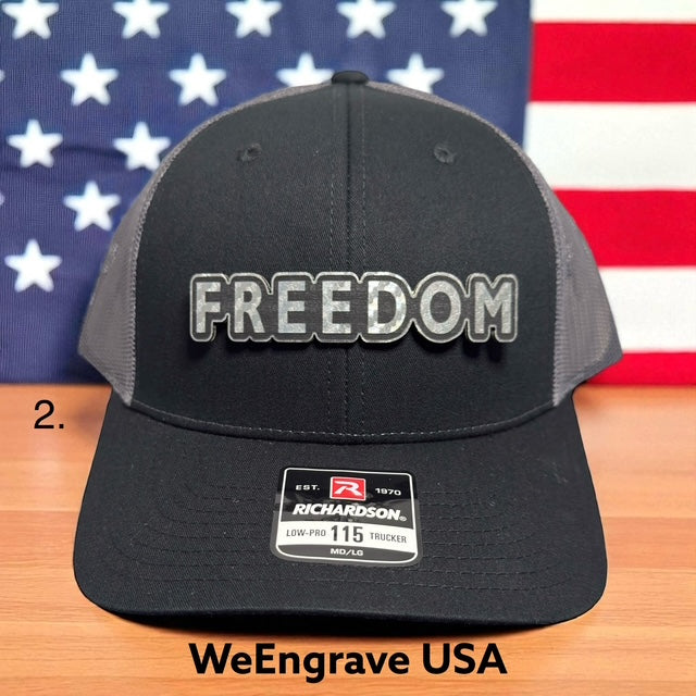 Custom FREEDOM HATS | Richardson 112 with Engraved Leatherette Patch