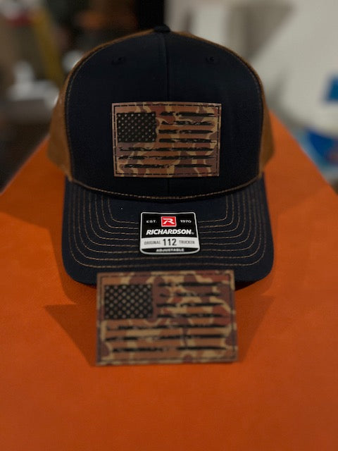 Custom Camo Flag | Richardson 112 w/ Engraved letherette Camo Patch
