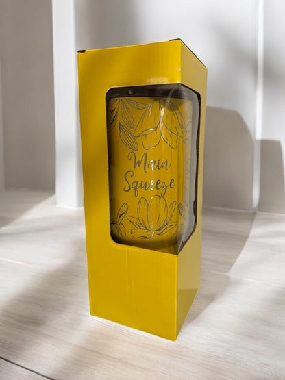 VALENTINE CUSTOMIZED - Her/His name - 40 oz Tumbler With Handle - "Floral Top to Bottom"
