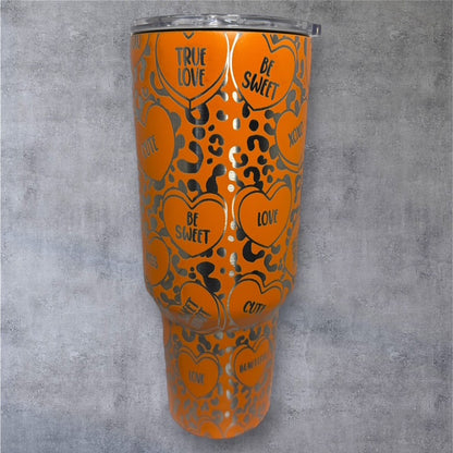 VALENTINE 40 oz Tumbler With Handle - "Conversation Hearts"