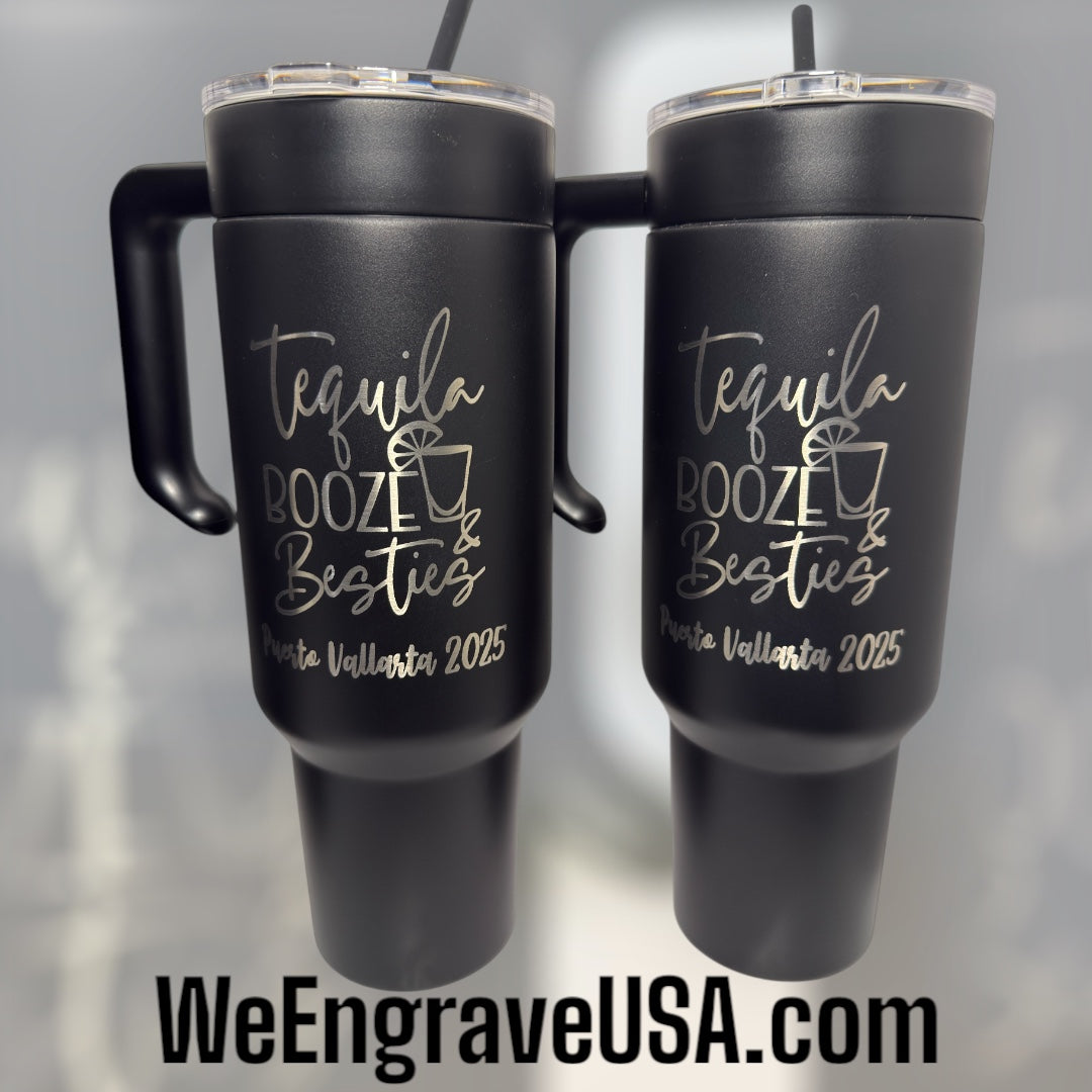 40 oz Beach Ready Tumbler – Personalized Engraved Design | 5 Colors