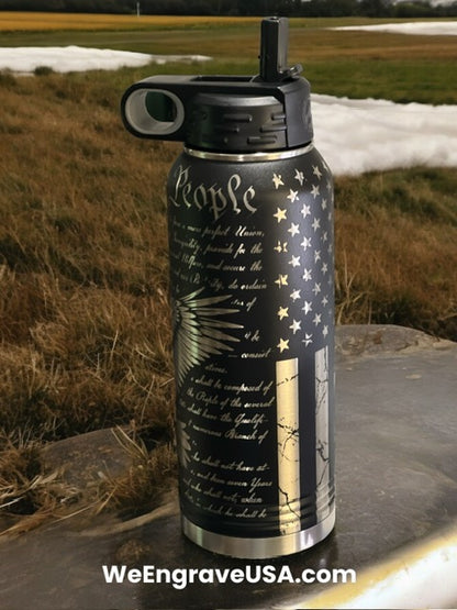 Polar Camel 32oz flip up straw FULL-WRAP of "FREEDOM" "We the People"