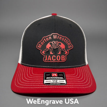 Morton Wrestling - Tri-color hat with Custom Name hat patch