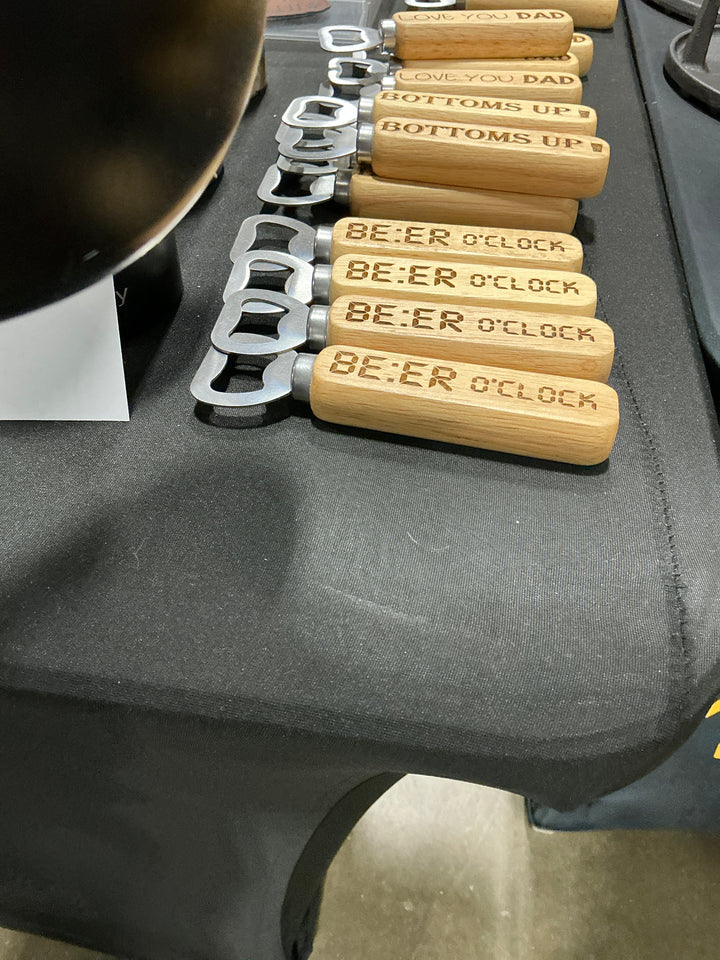 Personalized Engraved Wood Handle Bottle Opener – Custom Name, Logo &amp; Message Gift