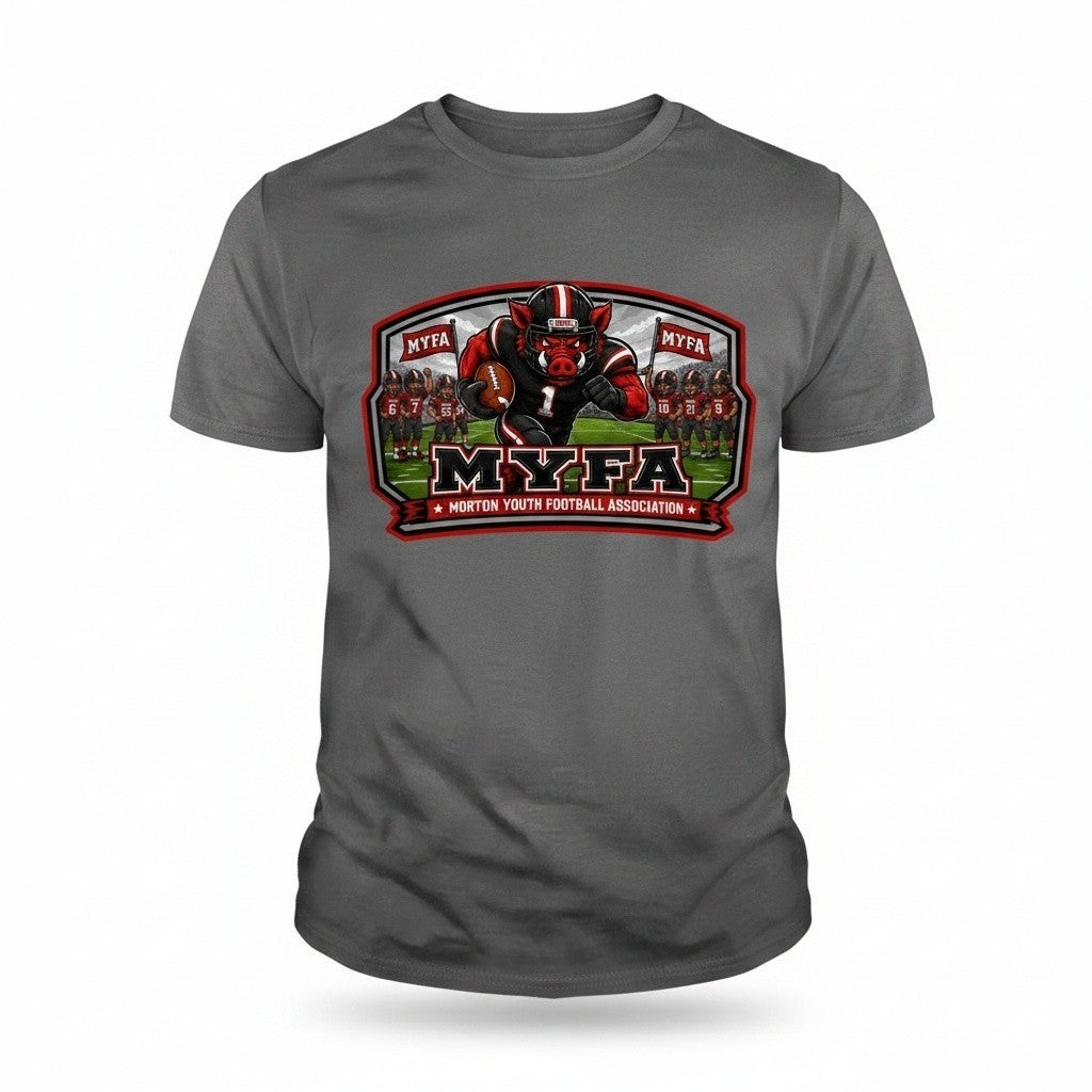 Morton Hogs Youth T-shirt - MYFA Stadium Run - Dark Gray
